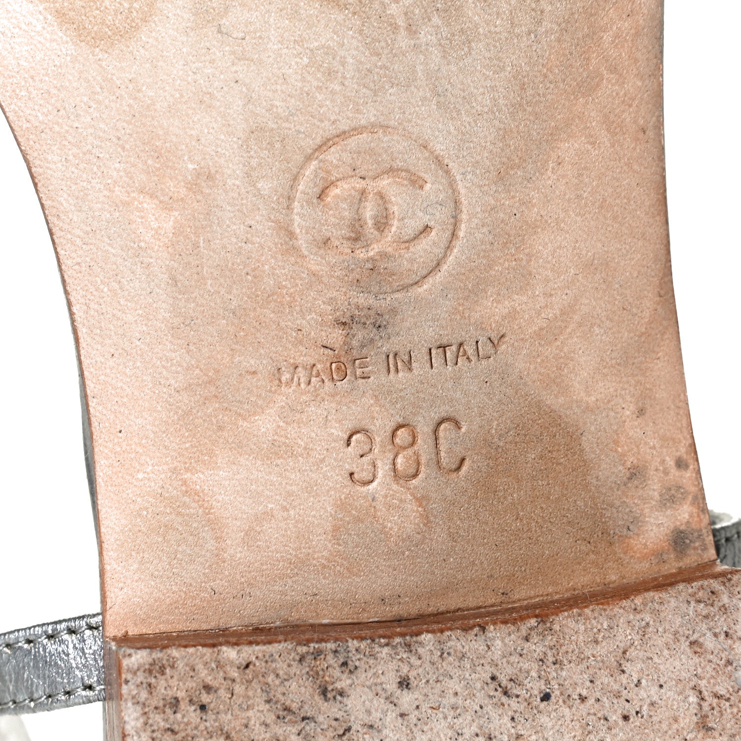 Chanel Metallized Lambskin CC Crystal Thong Sandals 38 Silver 5 of 7