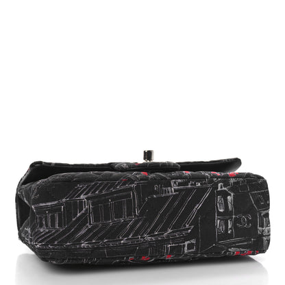 Chanel Fabric Printed Paris Rooftops Quilted Mini Rectangular Flap Black Red White 4 of 9