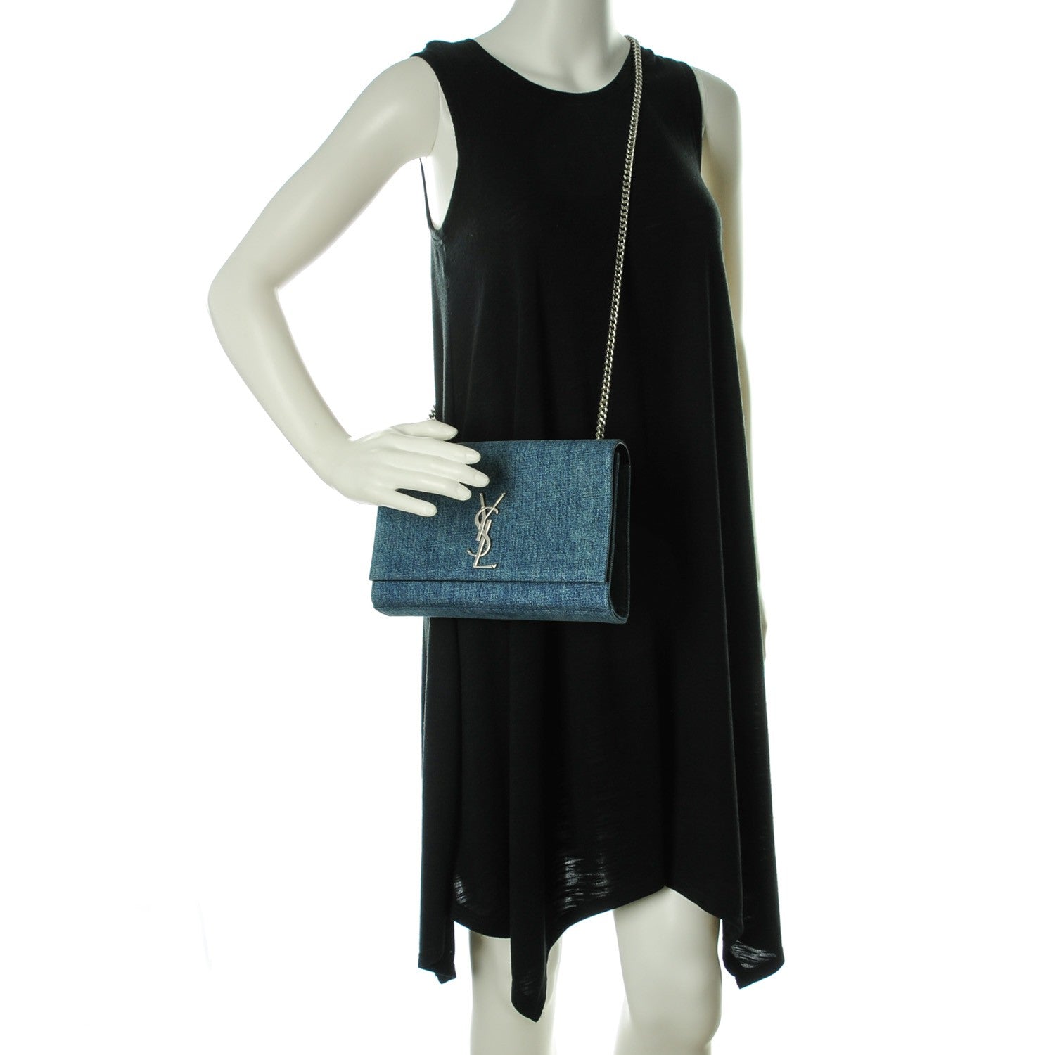 Saint Laurent Denim Medium Classic Monogram Satchel Blue 2 of 8
