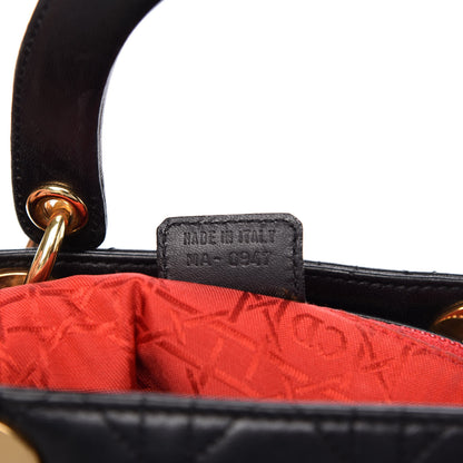 Christian Dior Lambskin Cannage Large Lady Dior Black 9 of 11