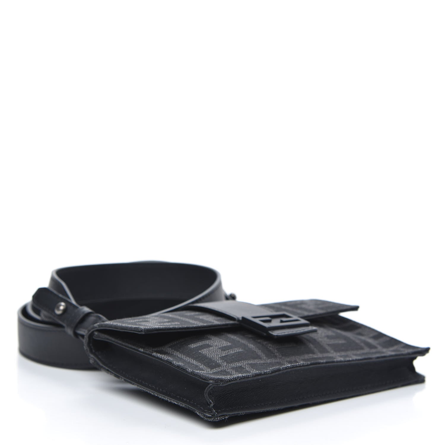 Fendi Recycled Fabric Jacquard Vitello Grace FF 1974 Baguette Belt Pouch Asfalto Black 4 of 9
