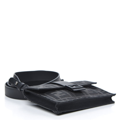 Fendi Recycled Fabric Jacquard Vitello Grace FF 1974 Baguette Belt Pouch Asfalto Black 4 of 9
