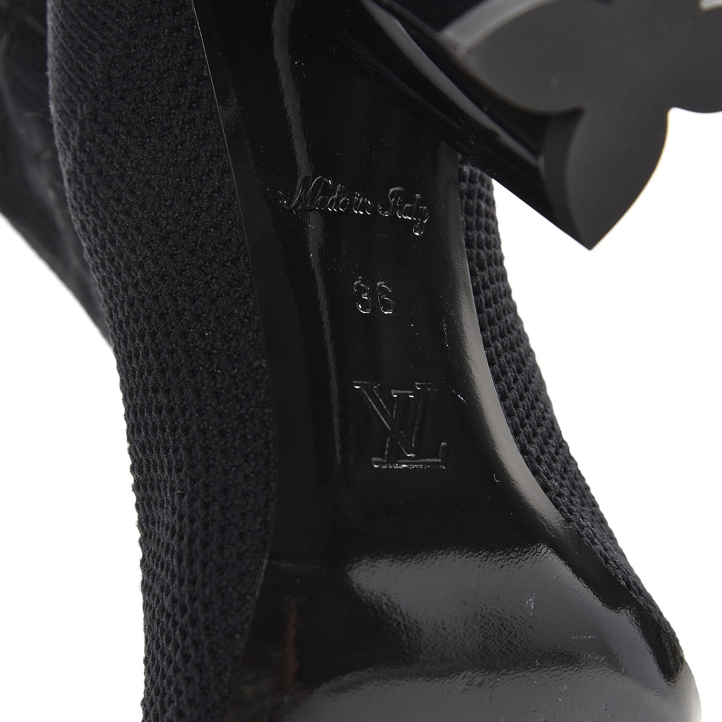 Monogram Stretch Fabric Silhouette Ankle Boots 36 Black