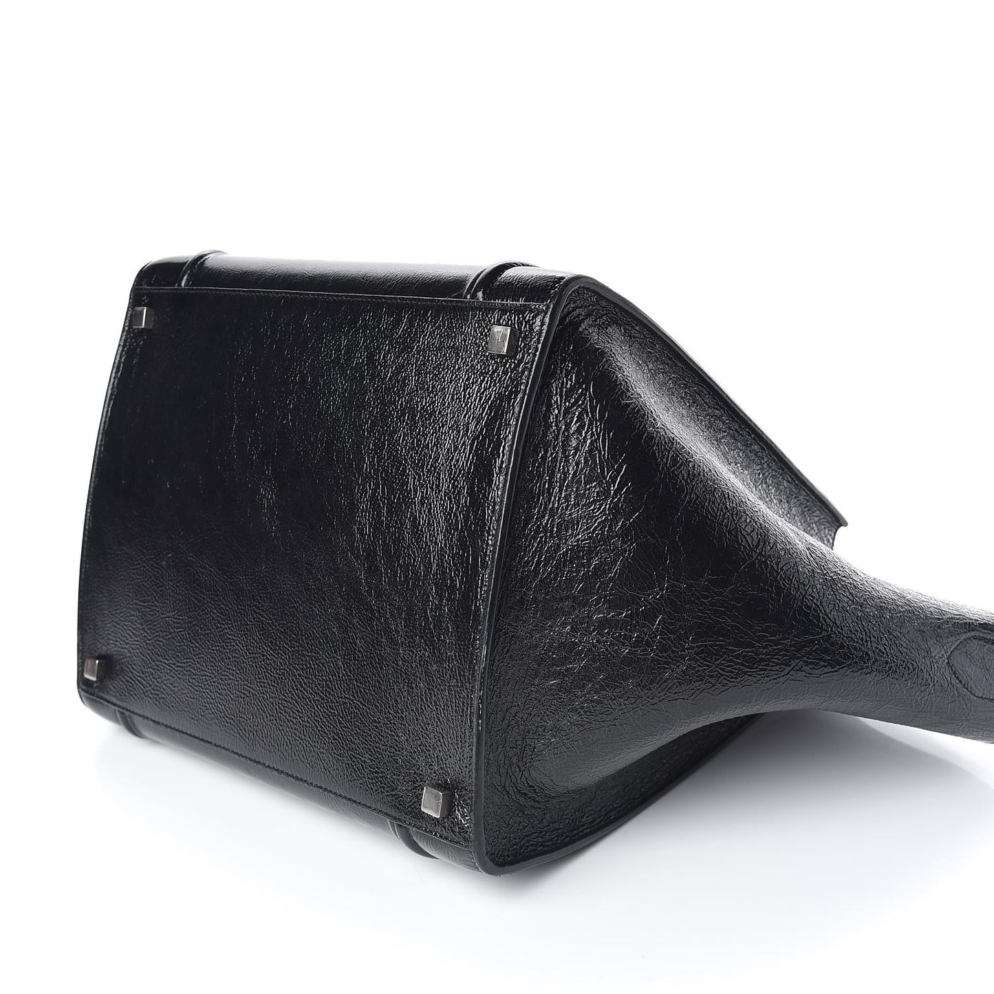 Crinkled Patent Calfskin Medium Phantom Luggage Black