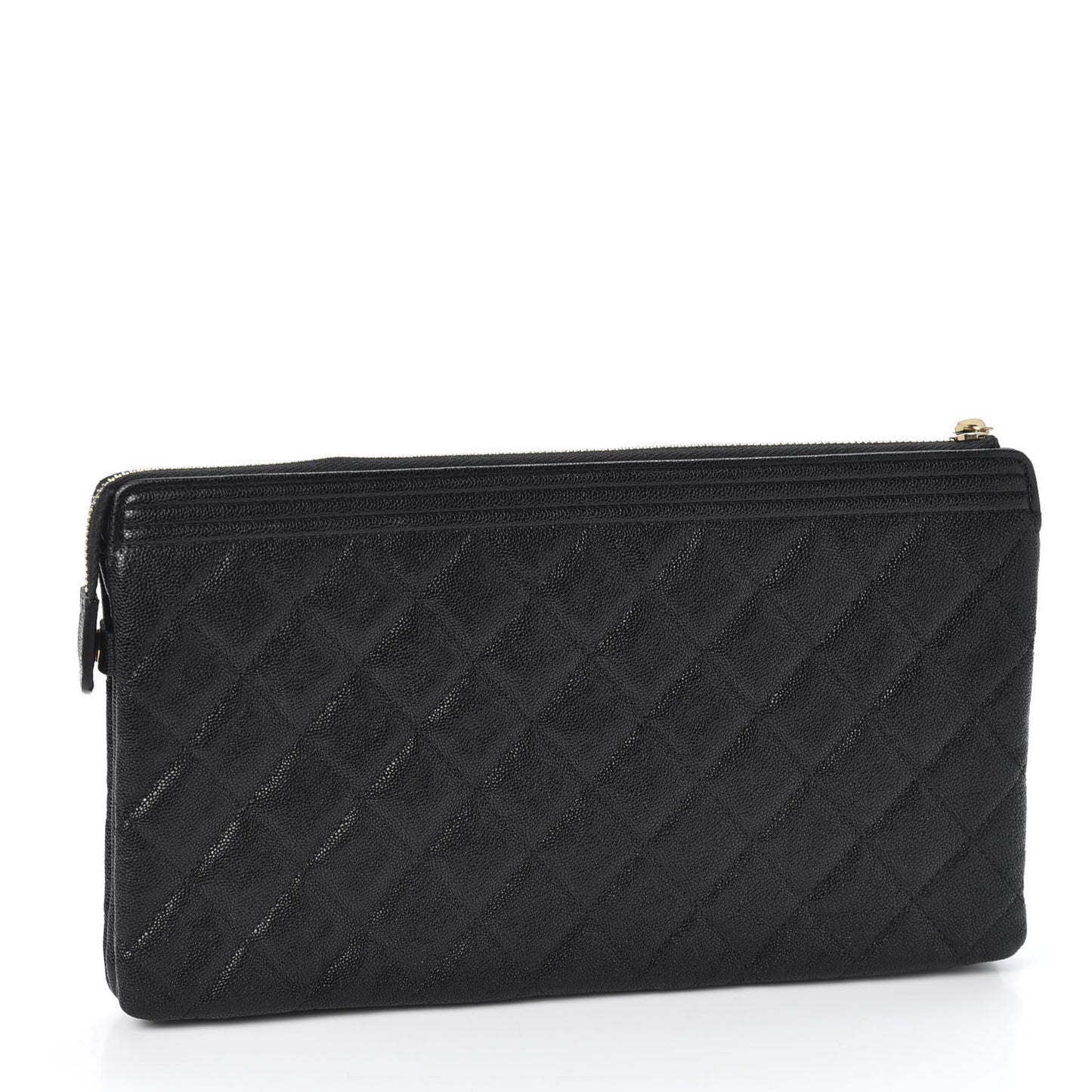 Caviar Quilted Small Zipped Boy Pouch Black
