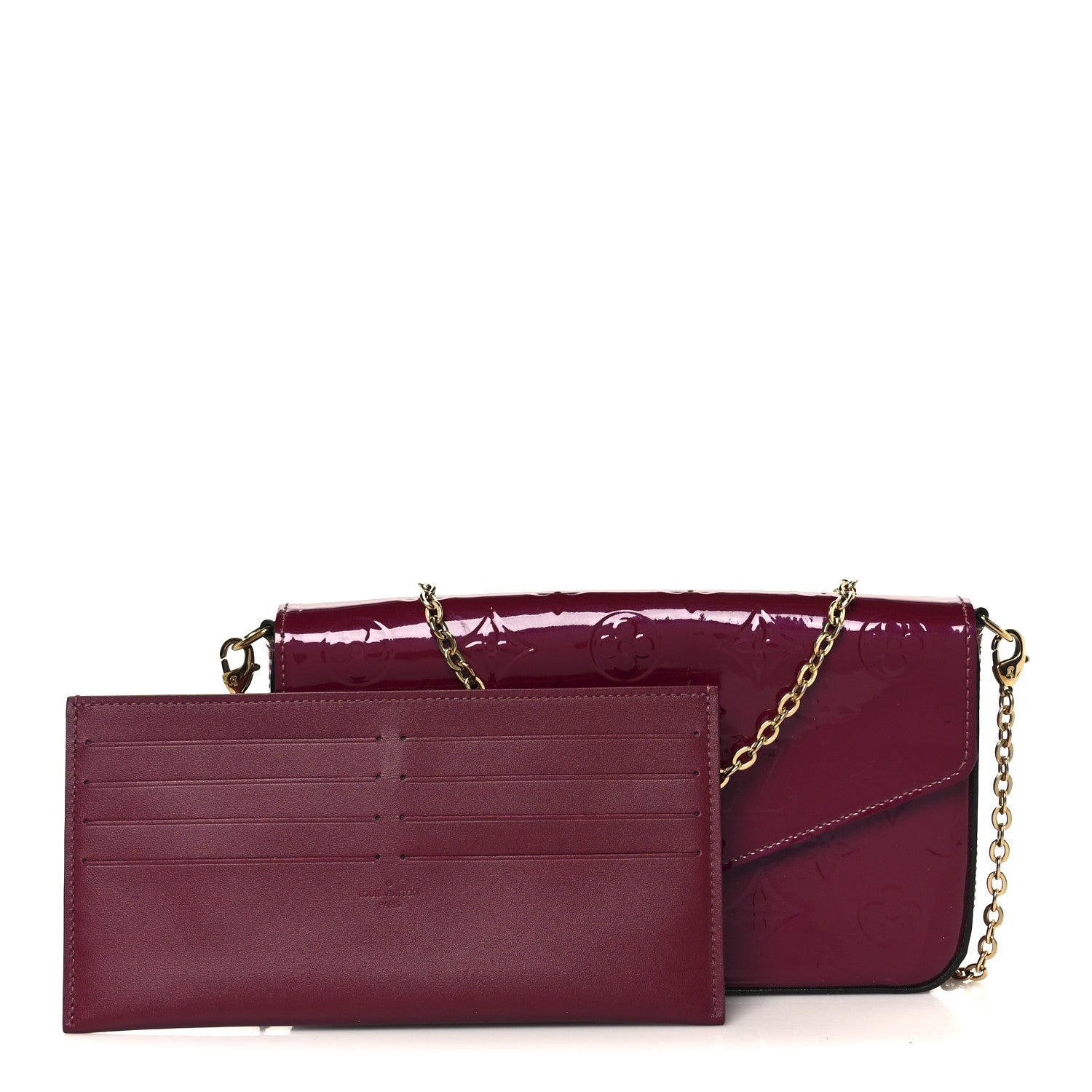 Louis Vuitton Vernis Felicie Chain Wallet Magenta 3 of 14