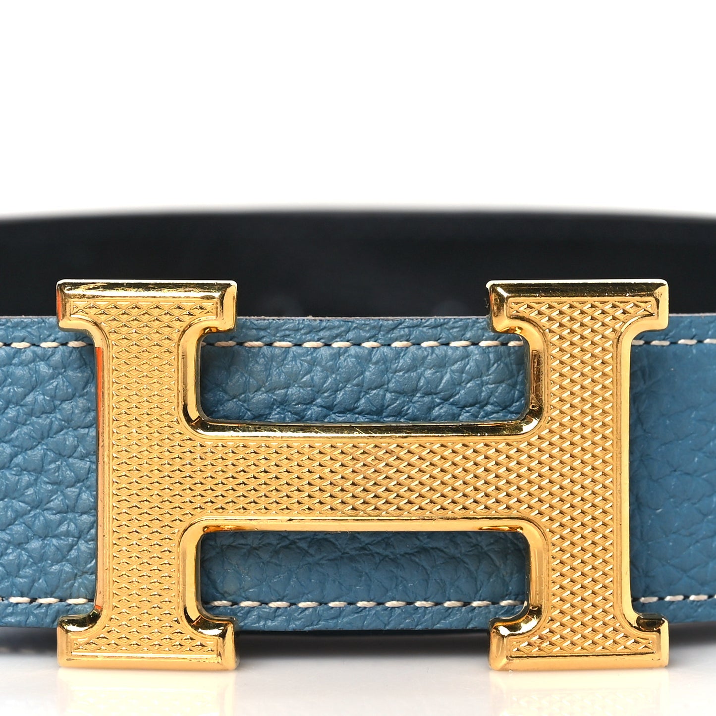 Box Togo 32mm Guilloche H Belt 85 Blue Jean Black