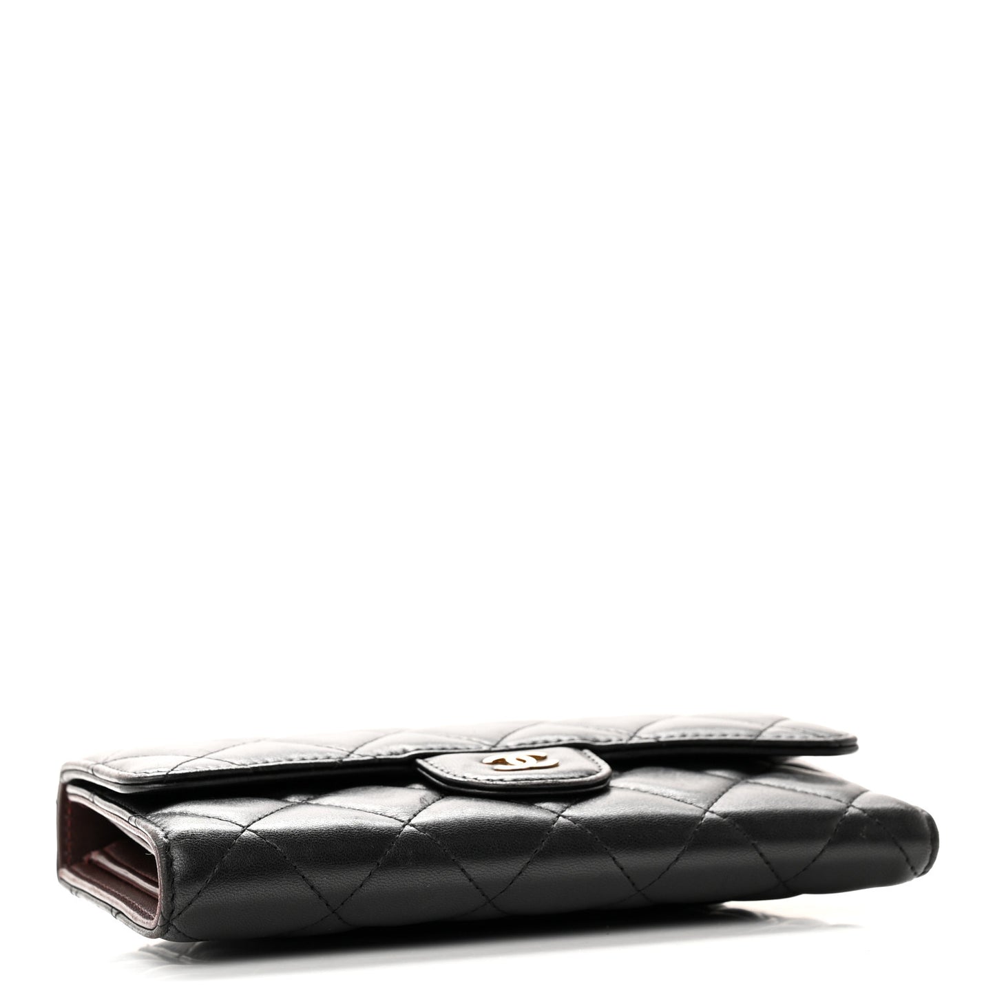 Lambskin Quilted Large Flap Wallet Black