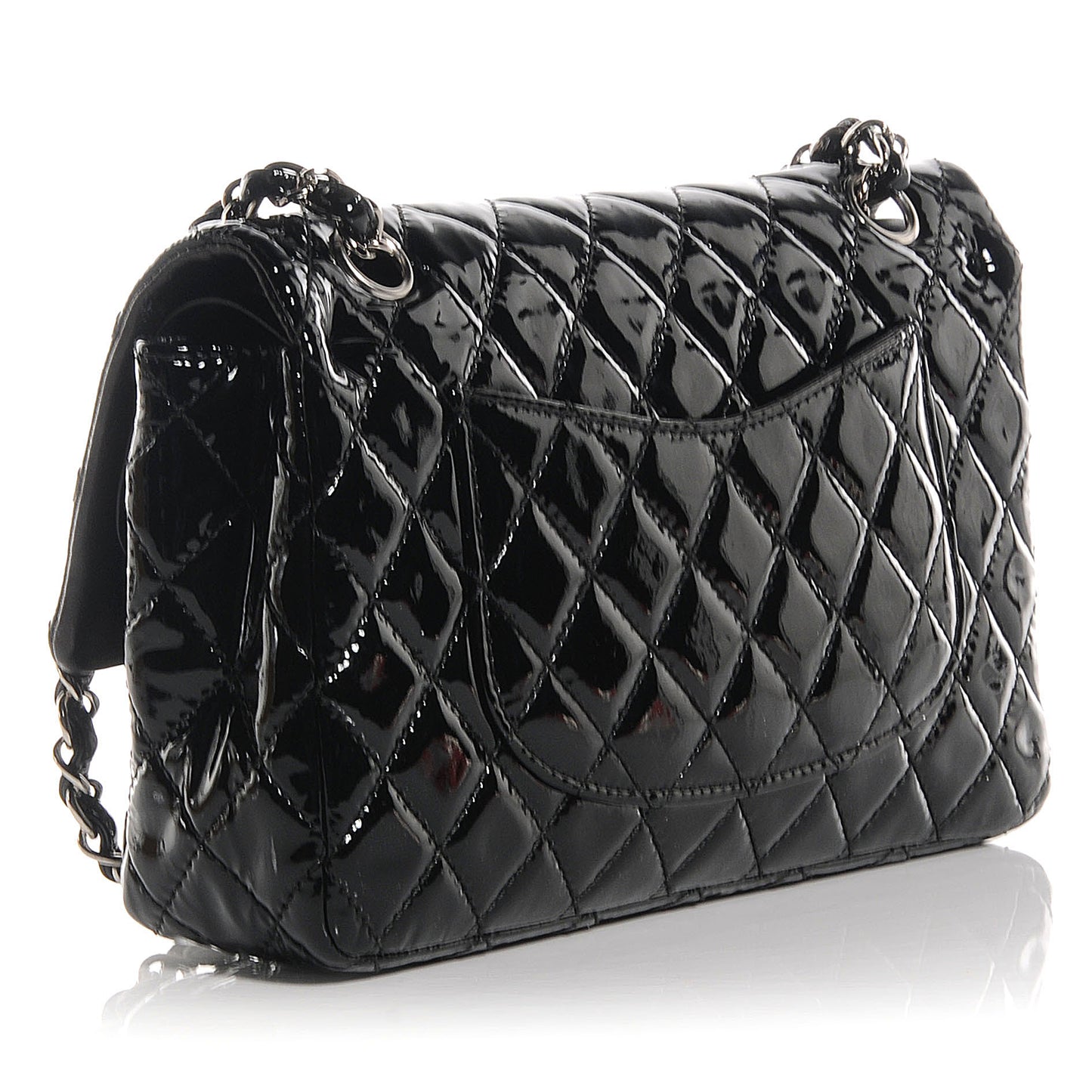 Patent Medium Double Flap Black
