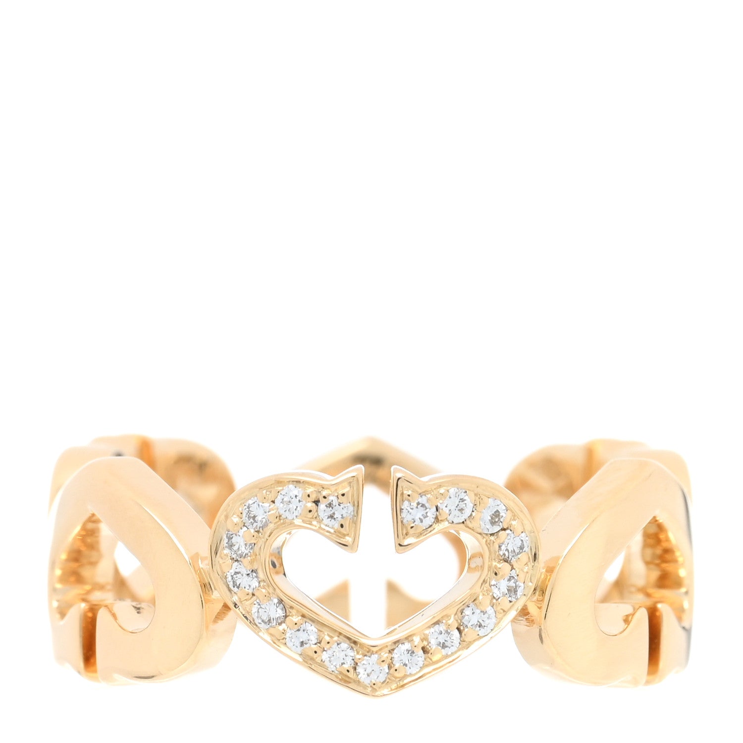 Cartier 18K Yellow Gold Diamond Hearts and Symbols Ring 53 6.25 1 of 4