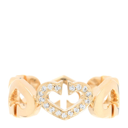 Cartier 18K Yellow Gold Diamond Hearts and Symbols Ring 53 6.25 1 of 4