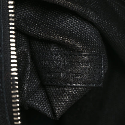 Saint Laurent Linen Calfskin Rive Gauche North South Tote White Black 7 of 9