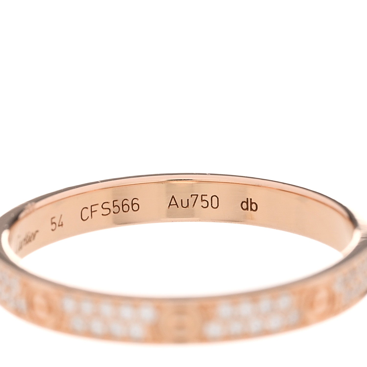 Cartier 18K Pink Gold Diamond 2.6mm LOVE Paved Band Ring 54 6.75 5 of 6