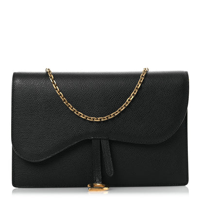 Christian Dior Grained Calfskin Saddle Chain Pouch Black 1 of 15