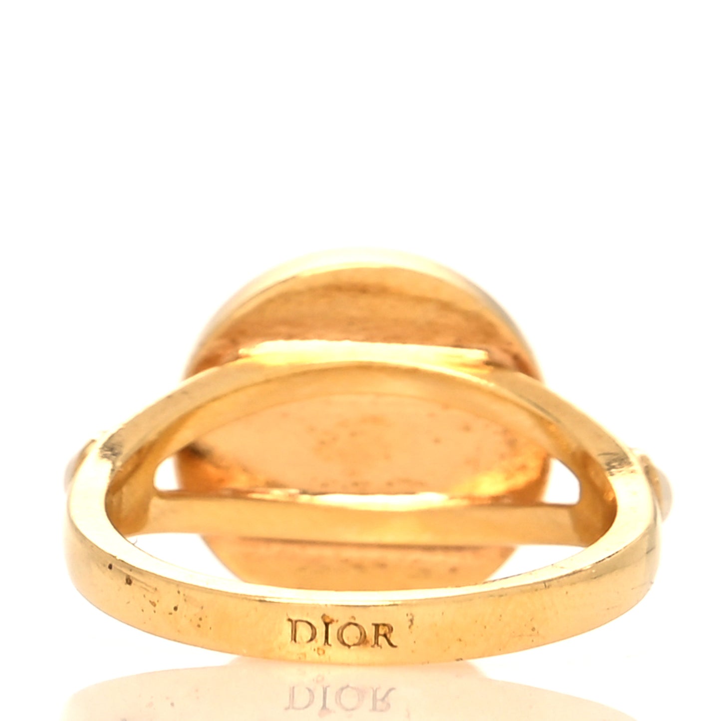 Metal Enamel Logo Ring 6 Gold Navy