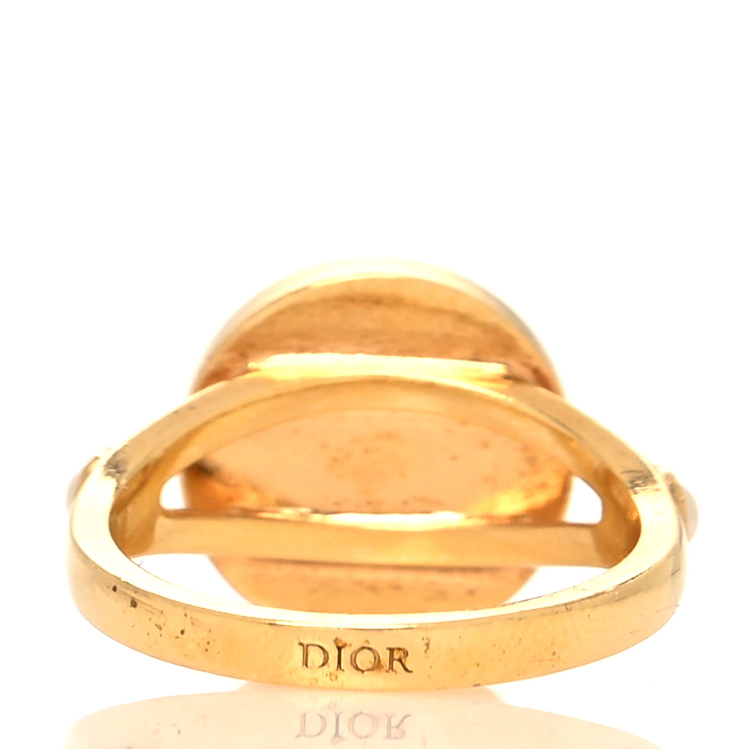 Christian Dior Metal Enamel Logo Ring 6 Gold Navy 3 of 4