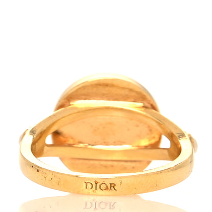 Christian Dior Metal Enamel Logo Ring 6 Gold Navy 3 of 4