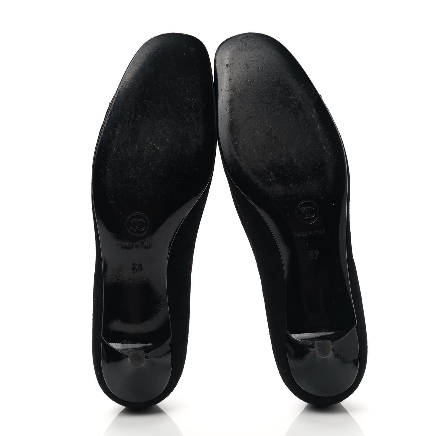 Patent Suede Cap Toe Kitten Heel Pumps 39 Black