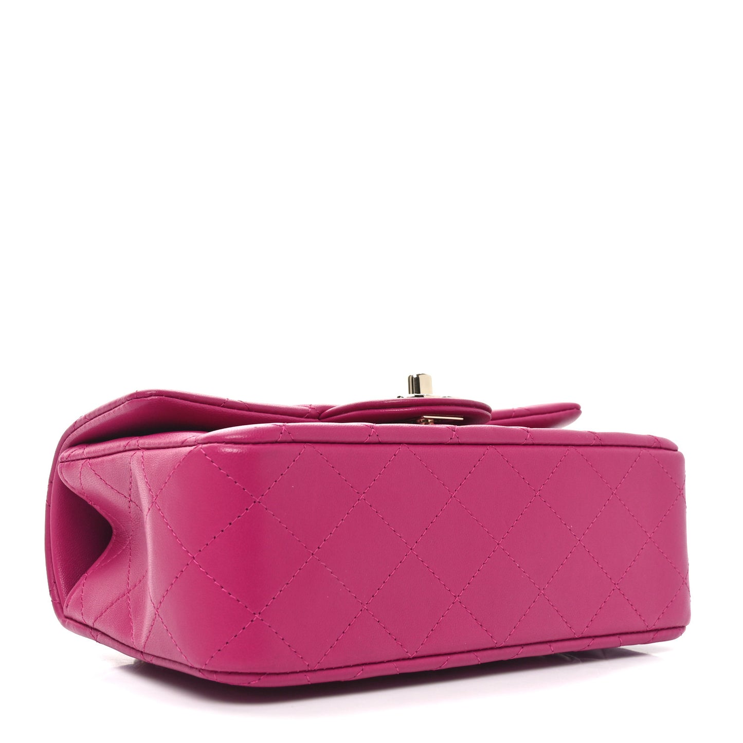Lambskin Quilted Mini Top Handle Rectangular Flap Fuchsia