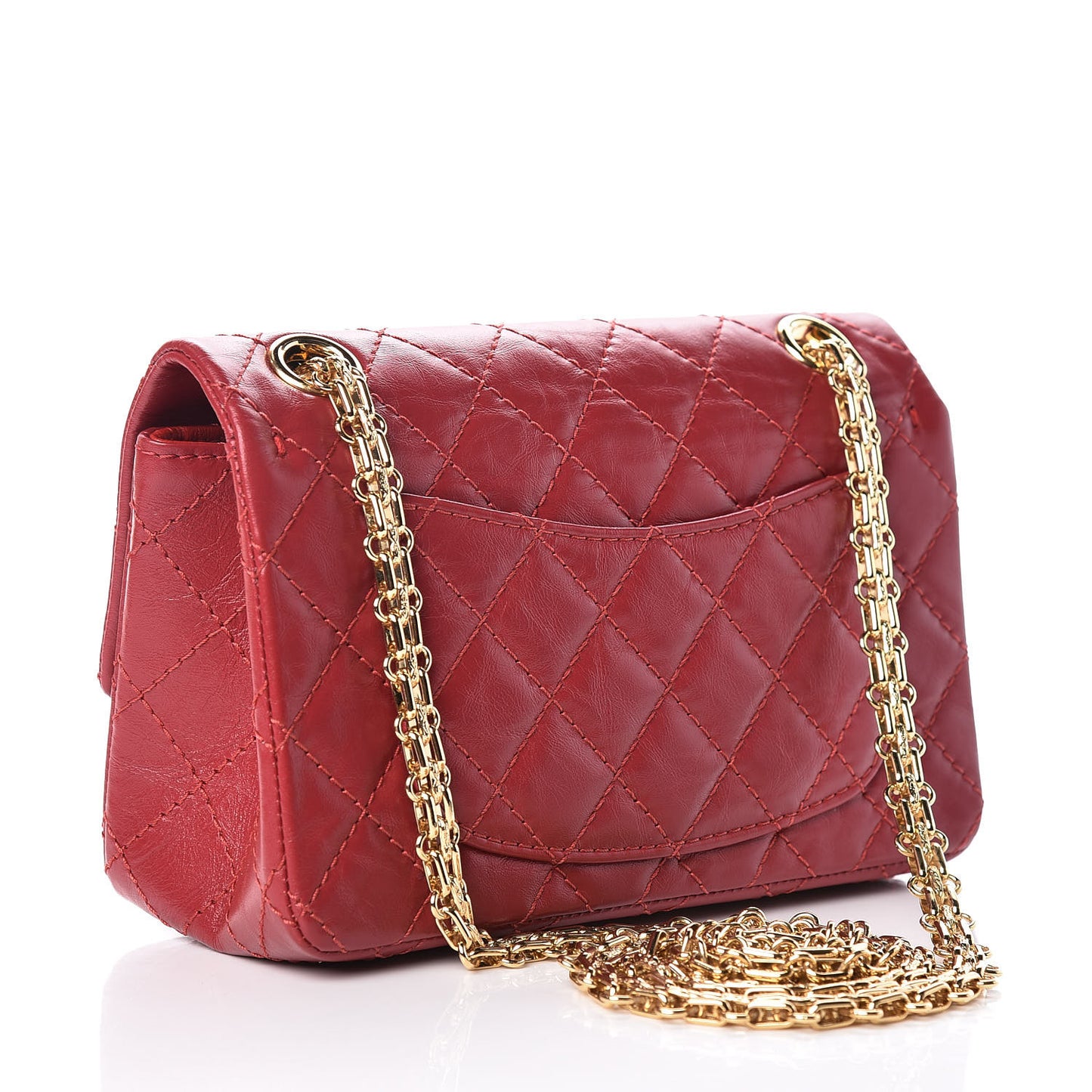 Aged Calfskin Quilted 2.55 Reissue Mini Flap Red