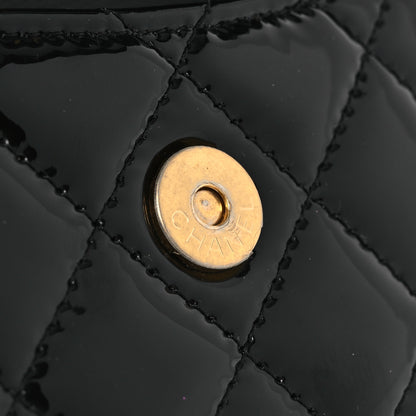 Chanel Patent Enamel Quilted Coco Hearts Clutch With Chain Black 12 of 14