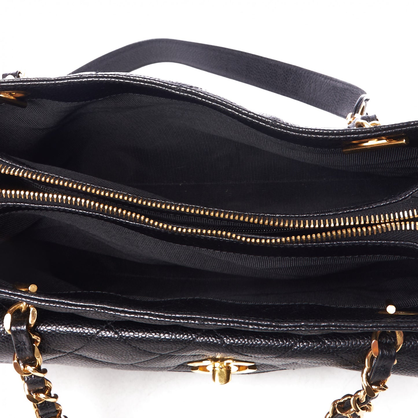 Caviar Quilted Flap Shoulder Bag Black