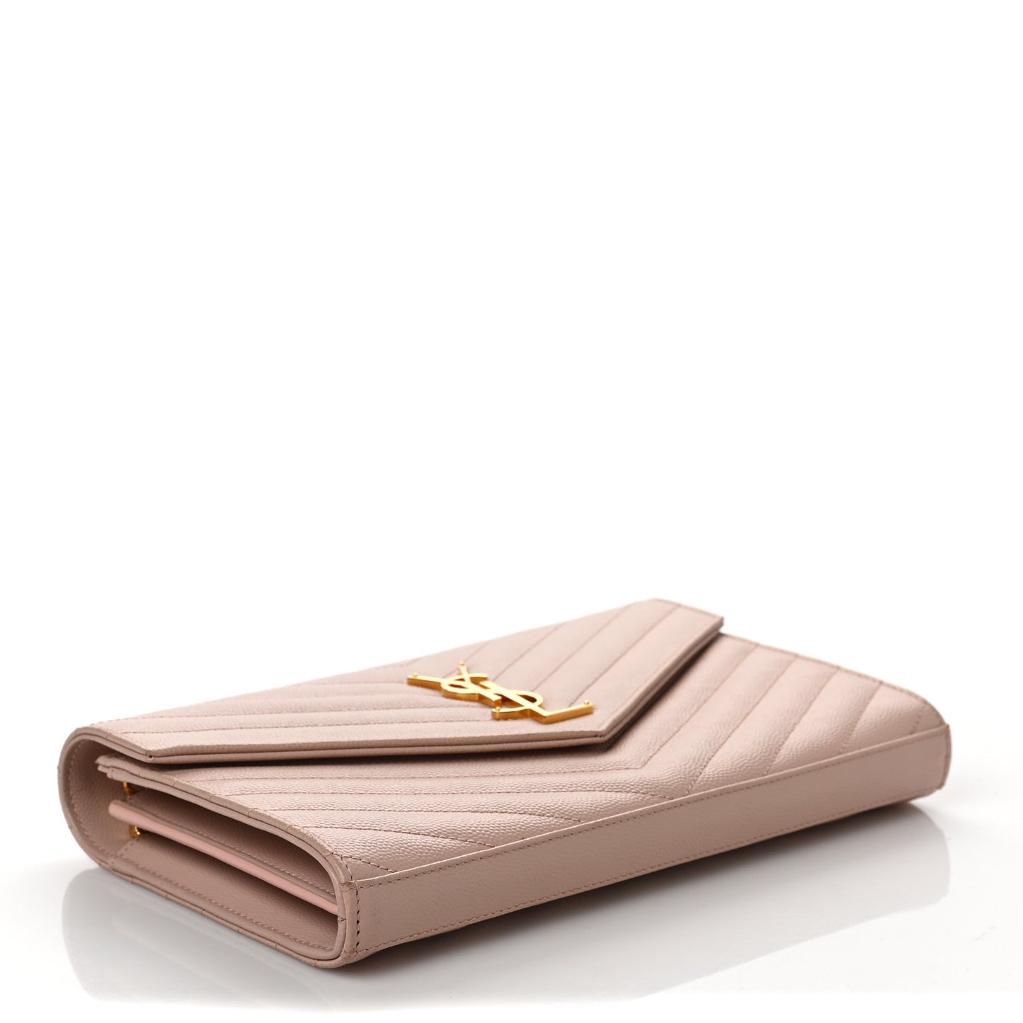 Grain De Poudre Matelasse Chevron Monogram Chain Wallet Pale Pink