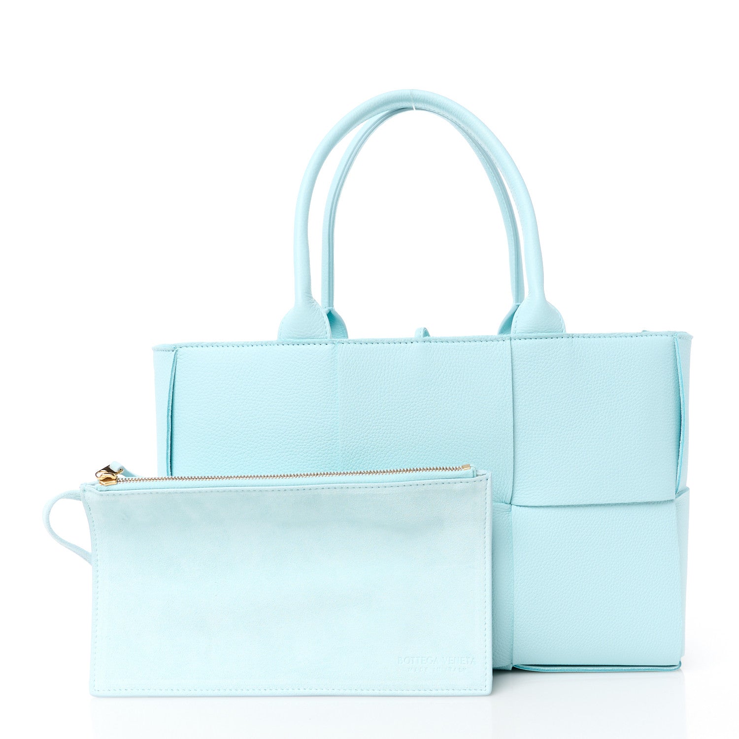 Bottega Veneta Grained Calfskin Intrecciato Small Arco Tote Pale Blue 3 of 15