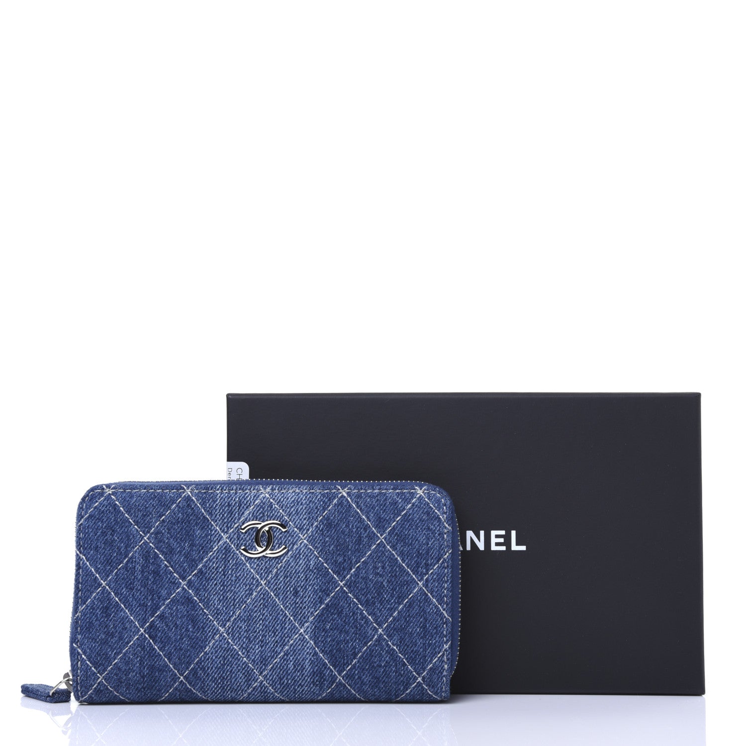 Chanel Denim Quilted Medium Zip Wallet Blue 9 of 9