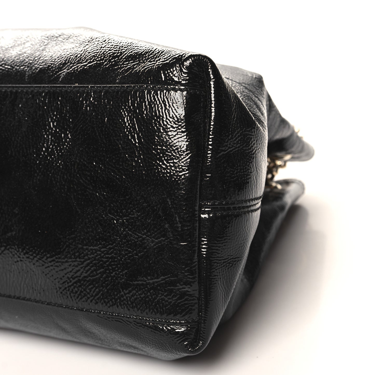 Patent Medium Soho Chain Shoulder Bag Black