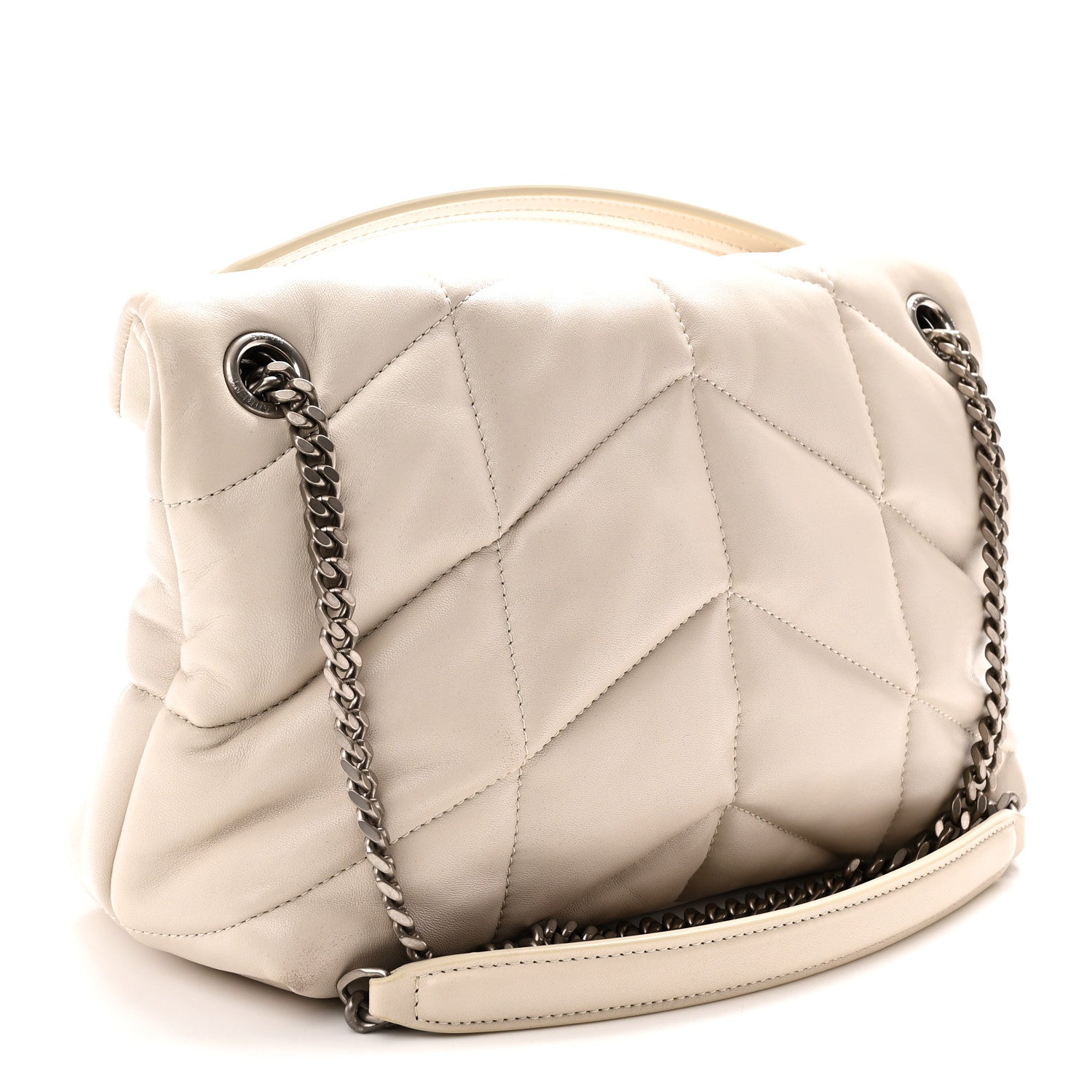 Saint Laurent Lambskin Quilted Small Loulou Puffer Monogram Chain Satchel Crema Soft 3 of 10