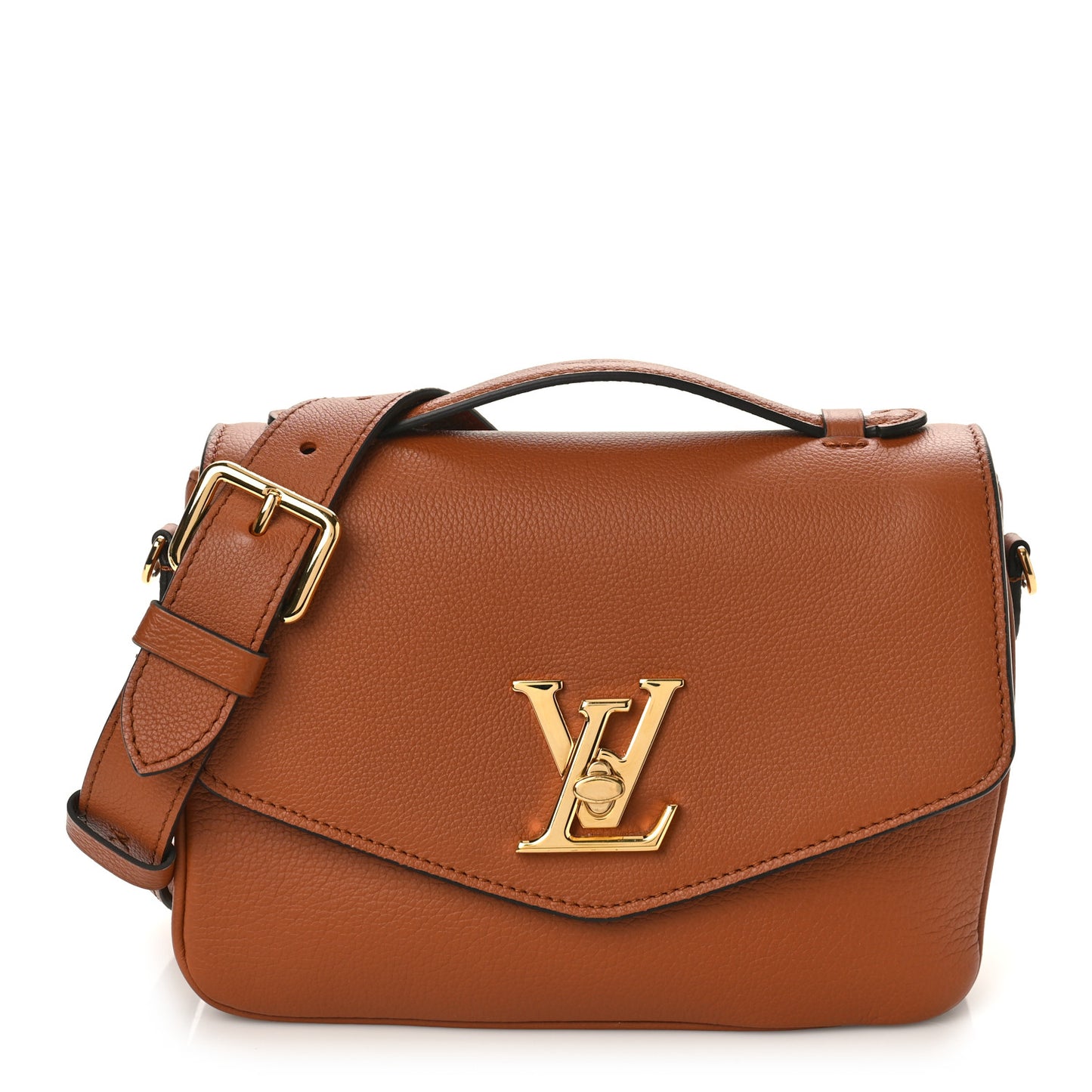 Grained Calfskin Lockme Oxford Cognac