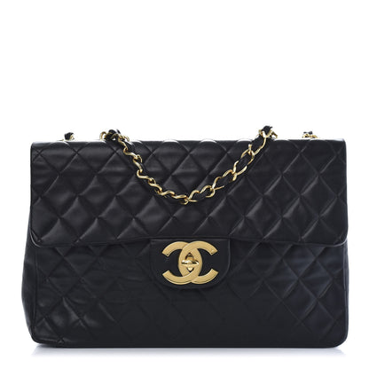 Chanel Lambskin Quilted XL Jumbo Single Flap Black 1 of 14