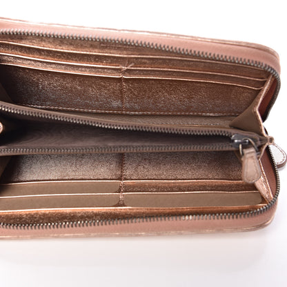 Bottega Veneta Metallic Grosgrain Intrecciato Zip Around Wallet Rose Gold 5 of 11