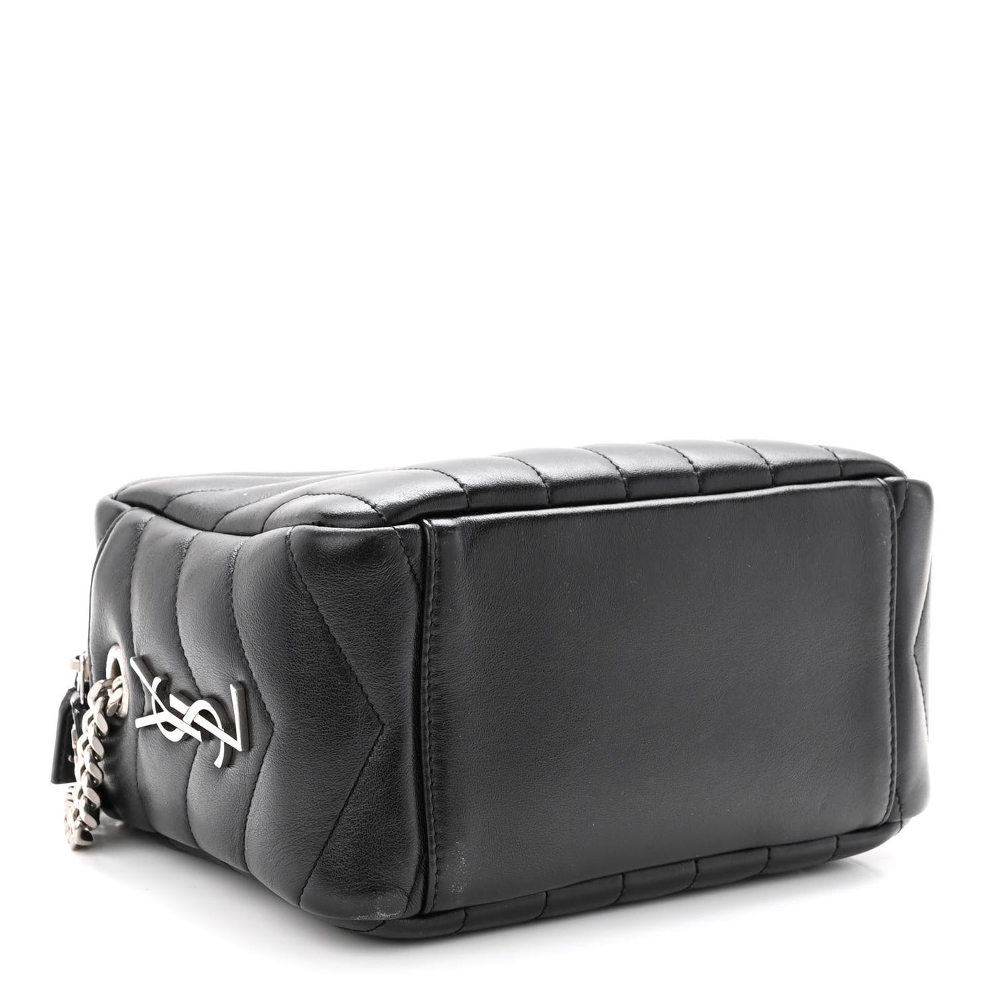 Calfskin Y Quilted Monogram Small Loulou Bowling Bag Black