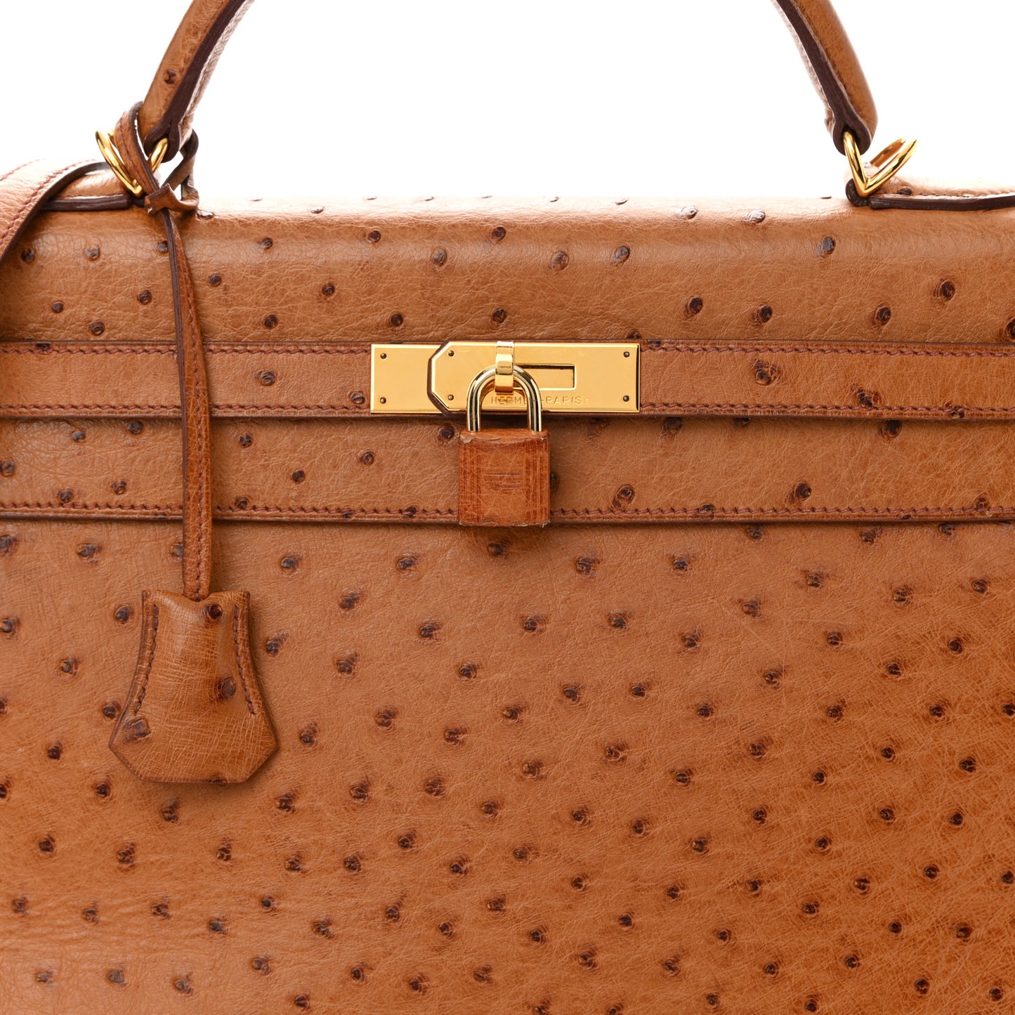 Ostrich Kelly Sellier 32 Gold