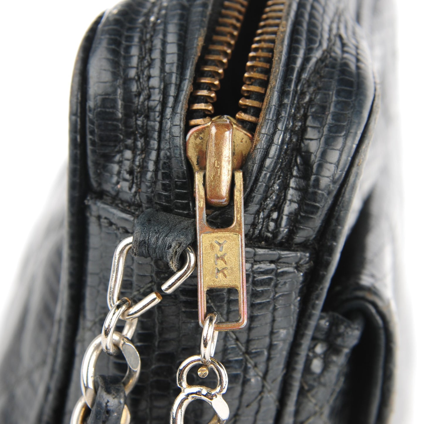 Quilted Lizard Tassel Camera Case Black