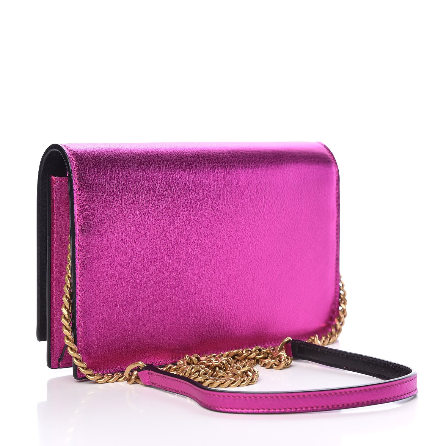 Saint Laurent Metallic Calfskin Classic Monogram Kate Tassel Chain Walle Fuchsia 3 of 14