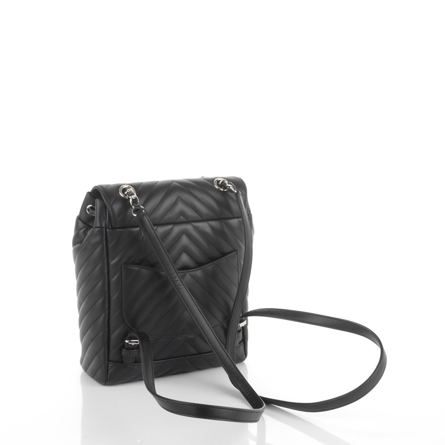 Calfskin Chevron Quilted Small Urban Spirit Backpack Black