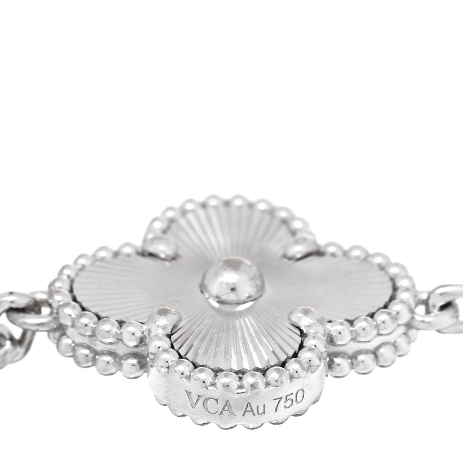 Van Cleef & Arpels 18K White Gold 5 Motifs Guilloche Vintage Alhambra Bracelet 3 of 4