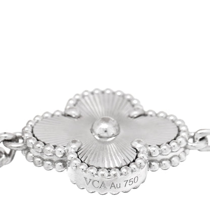 Van Cleef & Arpels 18K White Gold 5 Motifs Guilloche Vintage Alhambra Bracelet 3 of 4