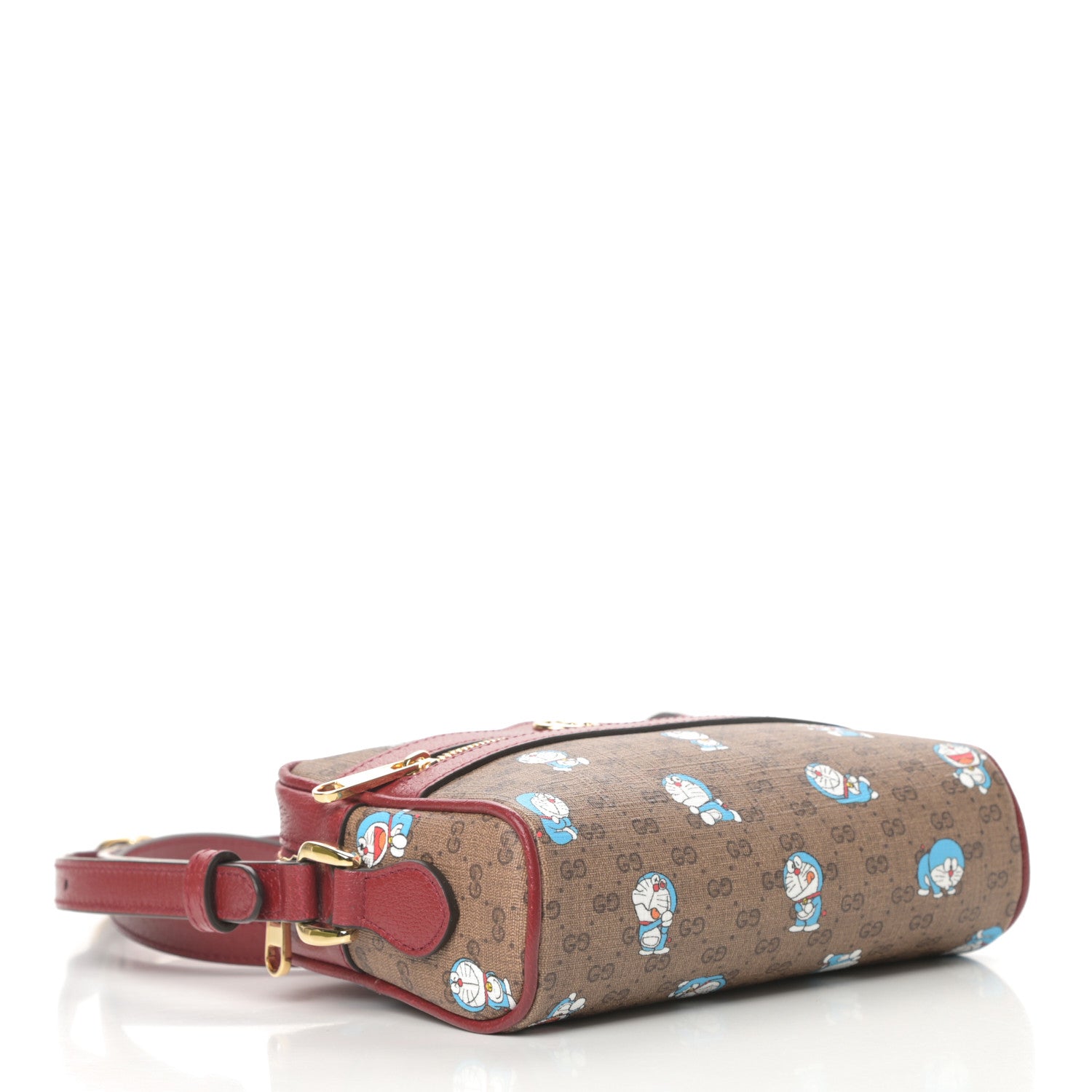 Gucci X DORAEMON Mini Vintage GG Supreme Monogram Camera Bag Beige Cherry Red 4 of 12