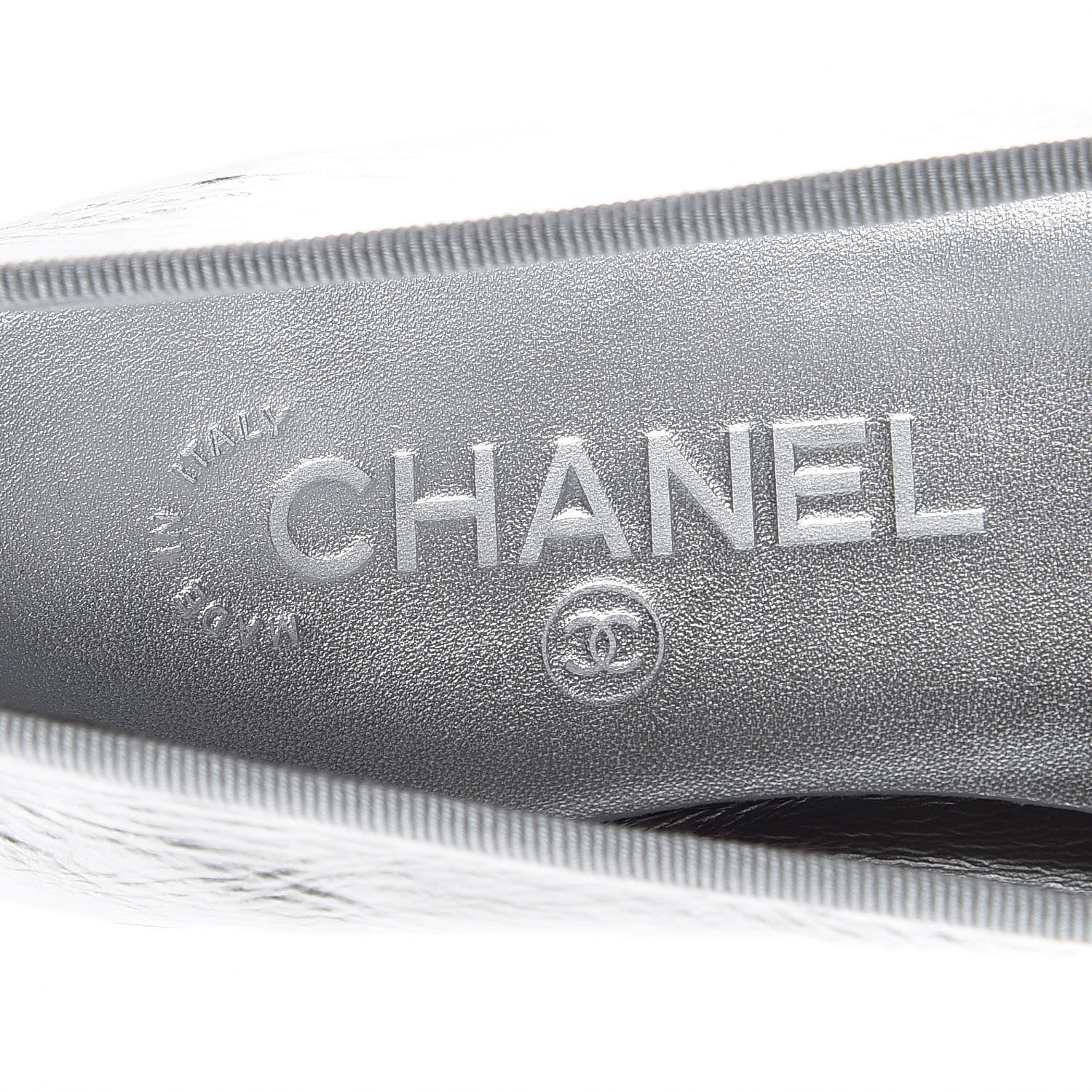 Chanel Metallic Calfskin Cap Toe CC Ballerina Flats 36.5 Silver 7 of 9
