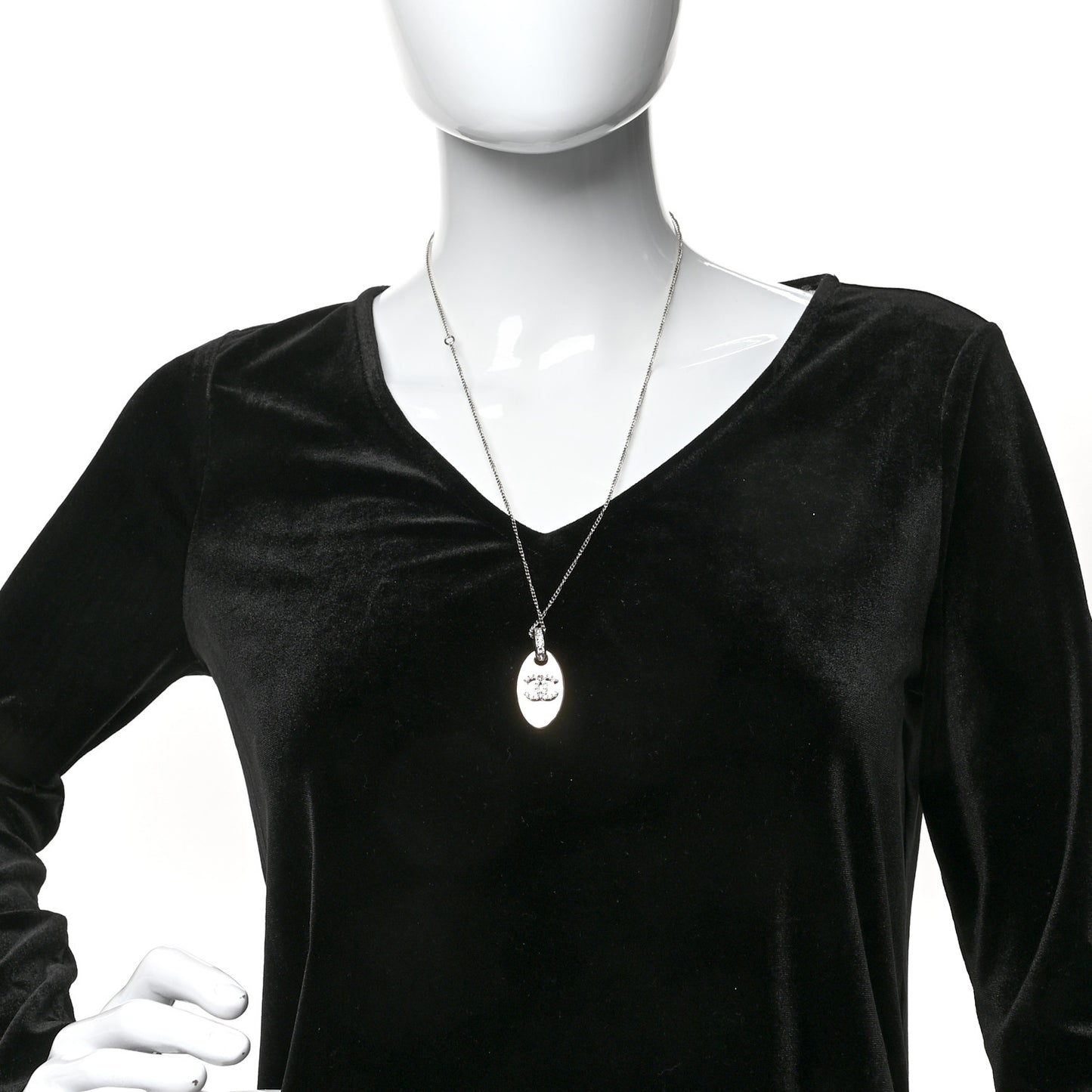 Crystal CC Pendant Necklace Gold