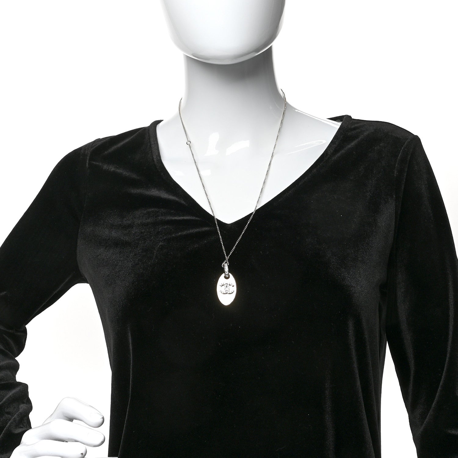 Chanel Crystal CC Pendant Necklace Gold 2 of 5