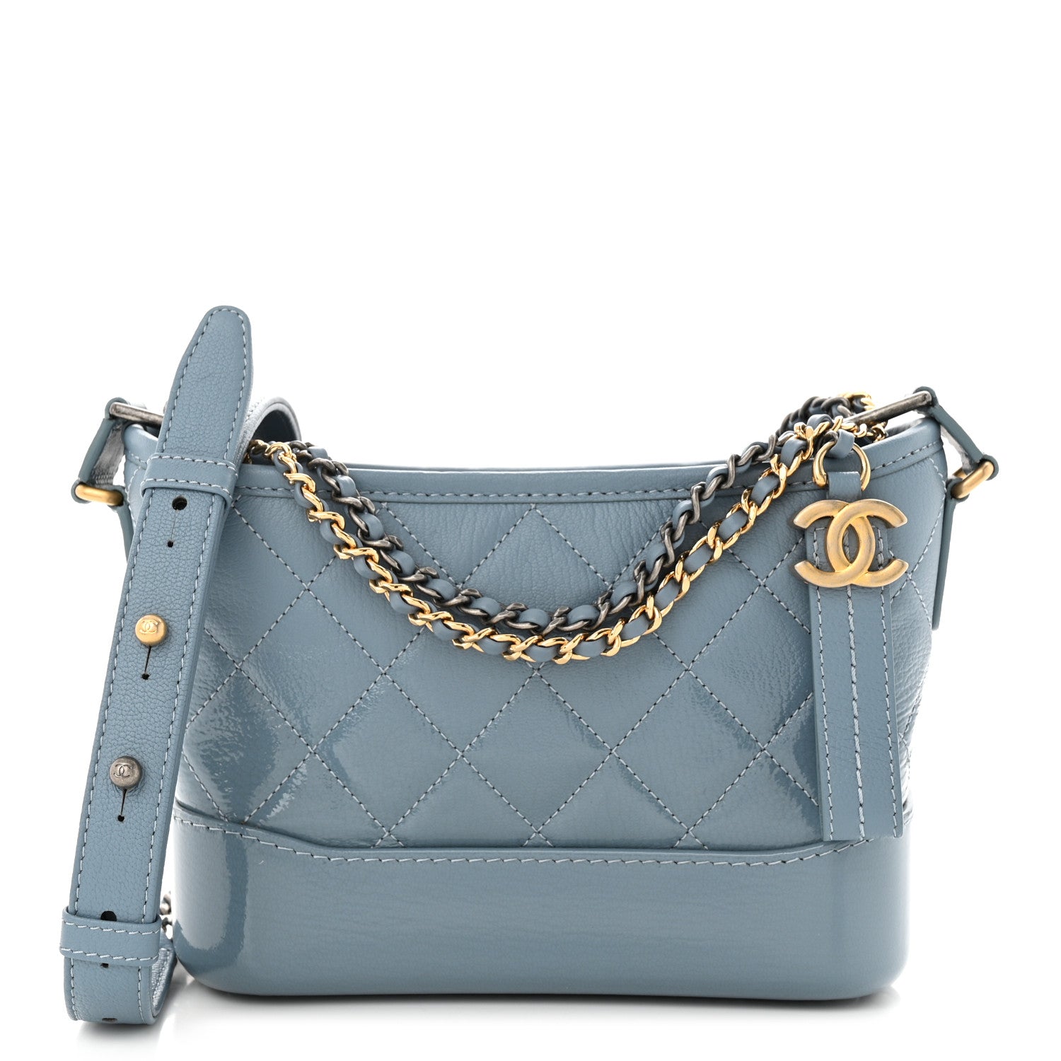 Chanel Aged Calfskin Quilted Small Gabrielle Hobo Light Blue 1 of 10