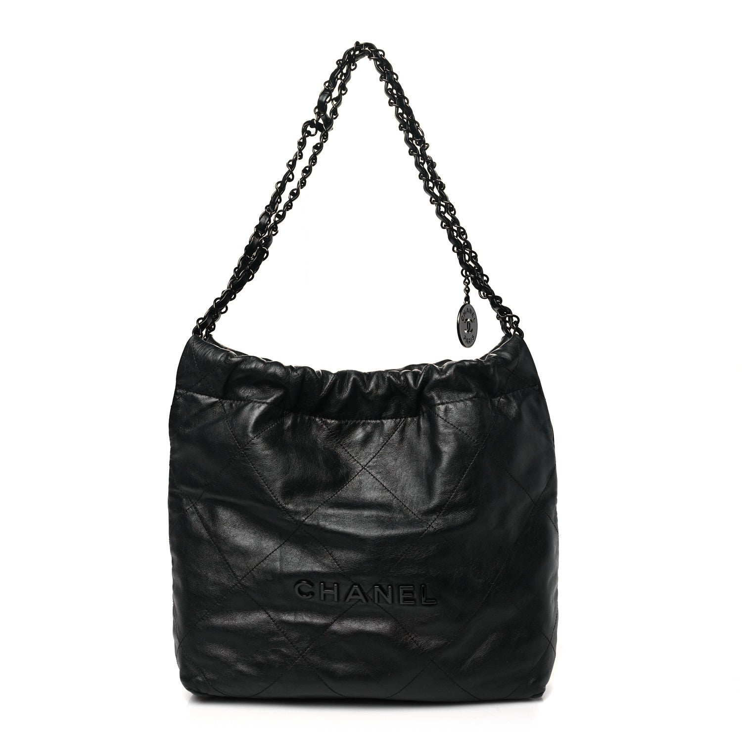 Chanel Shiny Calfskin Quilted Small Chanel 22 So Black 1 of 12
