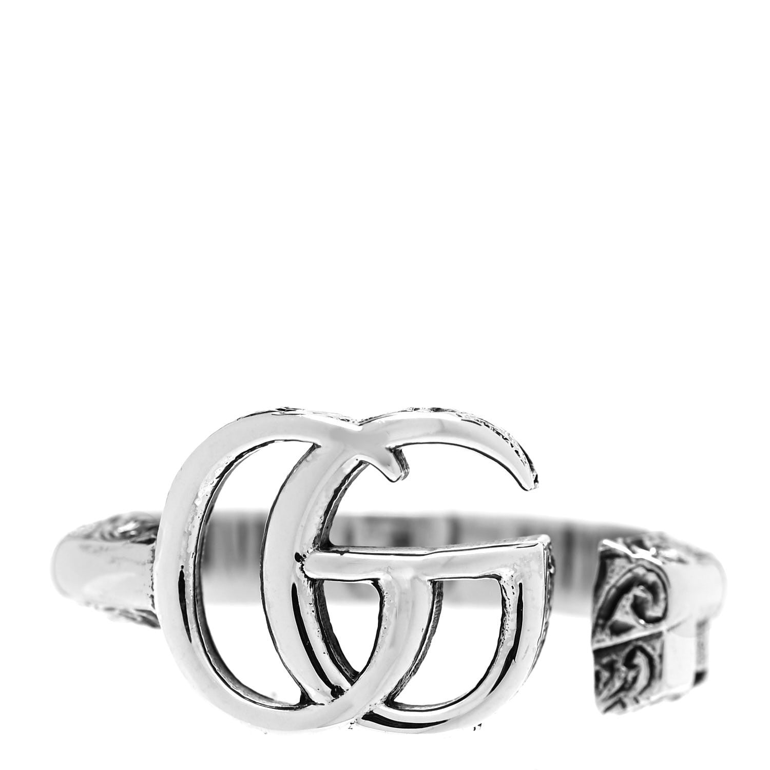 Gucci Sterling Silver GG Marmont Open Ring 55 7.25 1 of 5