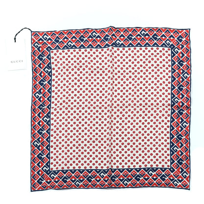 Gucci Silk Twill Plainmetric Square Scarf Ivory Blue 1 of 3