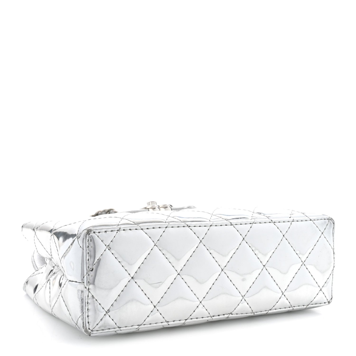Chanel Mirror Calfskin Metallic Calfskin Quilted Nano Kelly Shopper Silvery 4 of 10